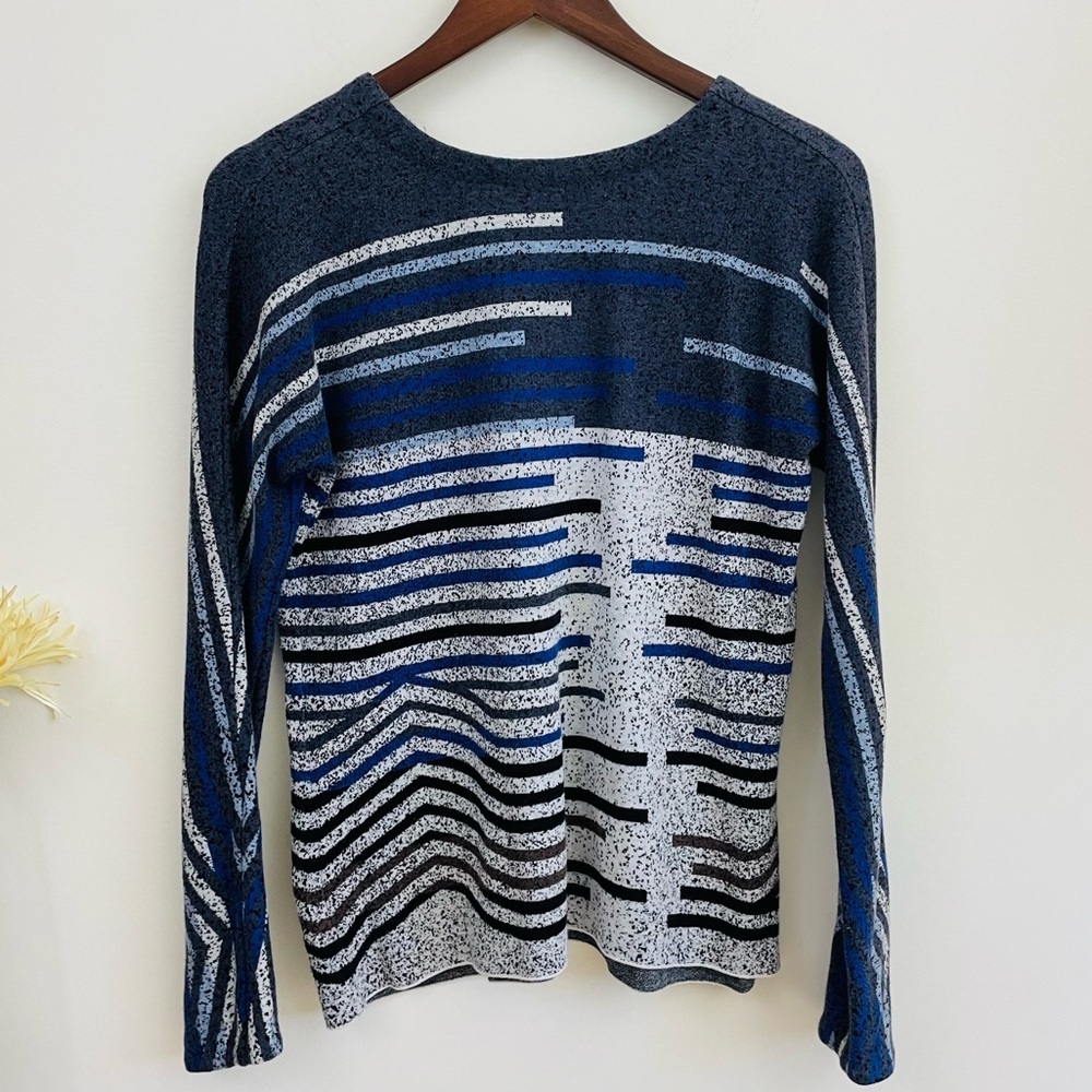 NIC + ZOE Broken Stripes Fall Shirt, Geometric/Modern Print - Picture 2 of 7